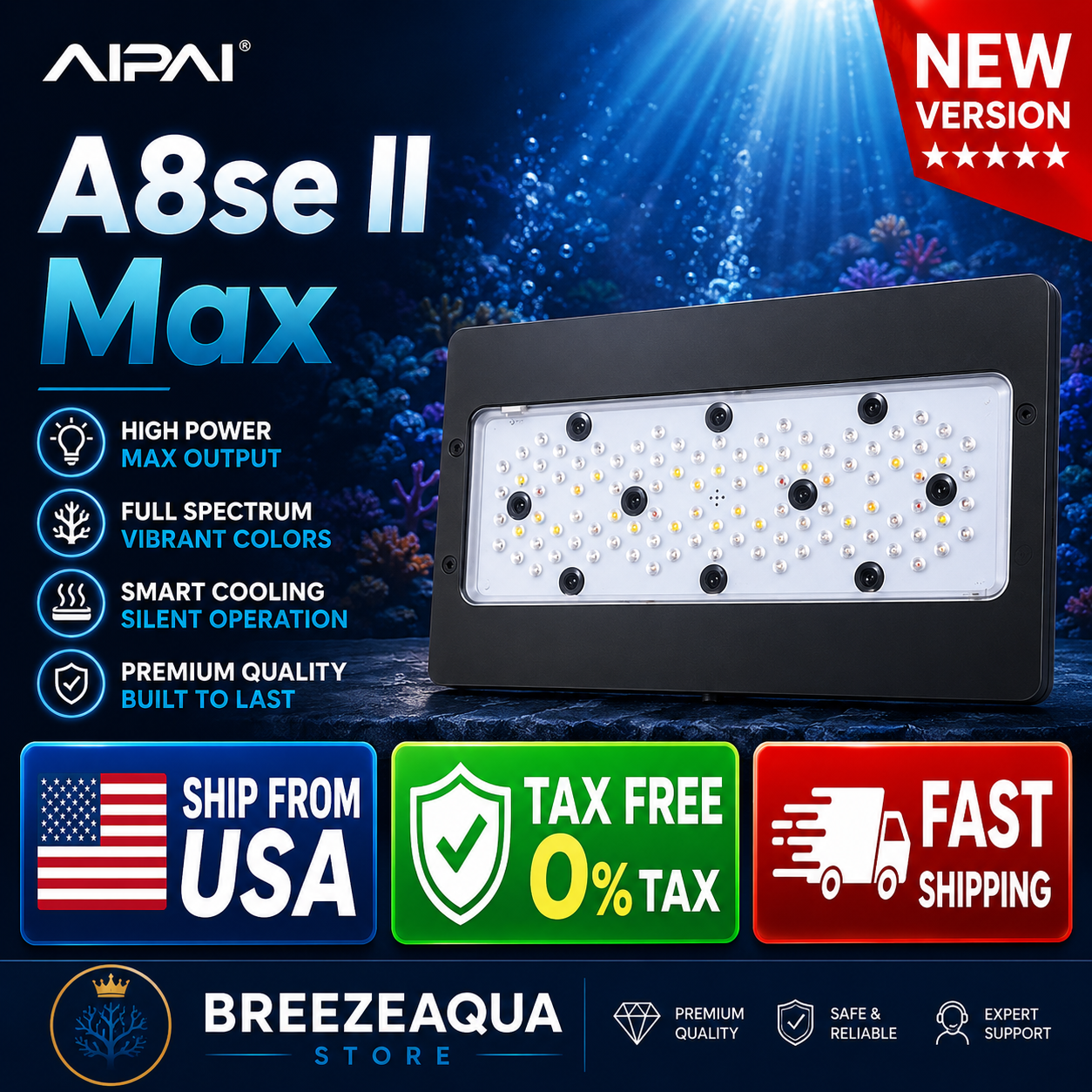 A8se II Max A8se II Blue 240W  - Aquarium Blue Marine Reef recension och pris